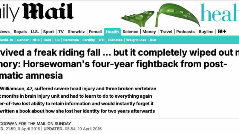 I survived a freak riding fall … but it completely wiped out my memory